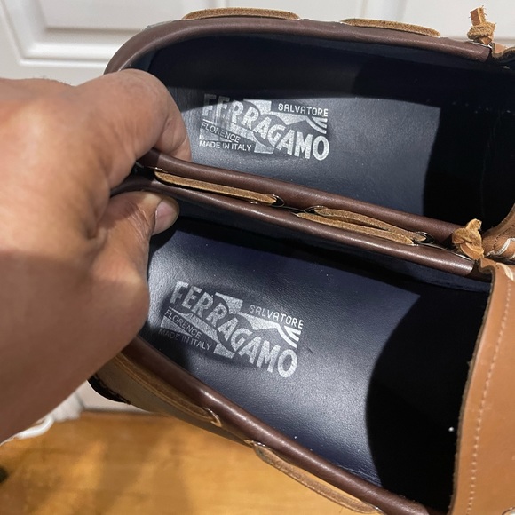 Rare Salvatore Ferragamo Driving Shoes Blue/Tan Sz 10.5 D - Picture 7 of 16